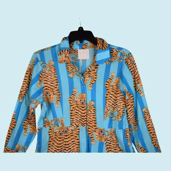 Blue and Brown Tiger Maxi Dress - Picture 4 of 15